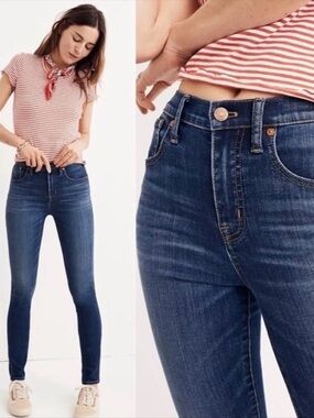 Madewell High Riser Skinny Jeans in Dark Blue Wash